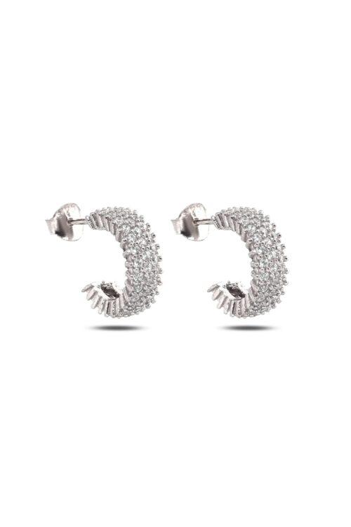 Kadın Halka 14mm Saplamalı 925 Ayar Gümüş Küpe - Görsel 2