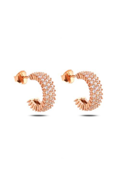 Kadın Halka 14mm Saplamalı 925 Ayar Gümüş Küpe - Görsel 3