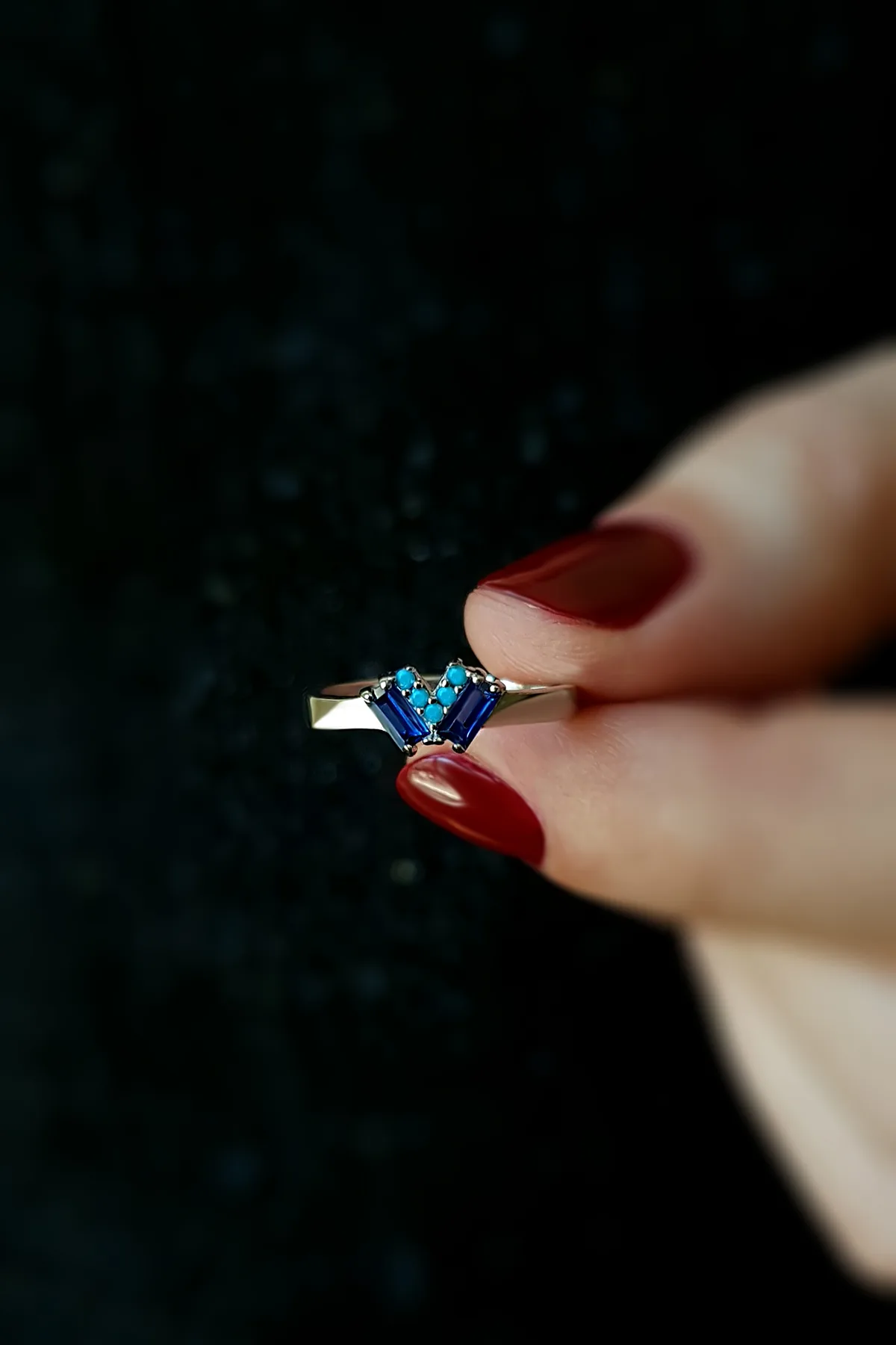 20210303-135759-jpg.jpg Kadın Lacivert Baget Taşlı Ayarlanabilir Gümüş Yüzük - Görsel 1