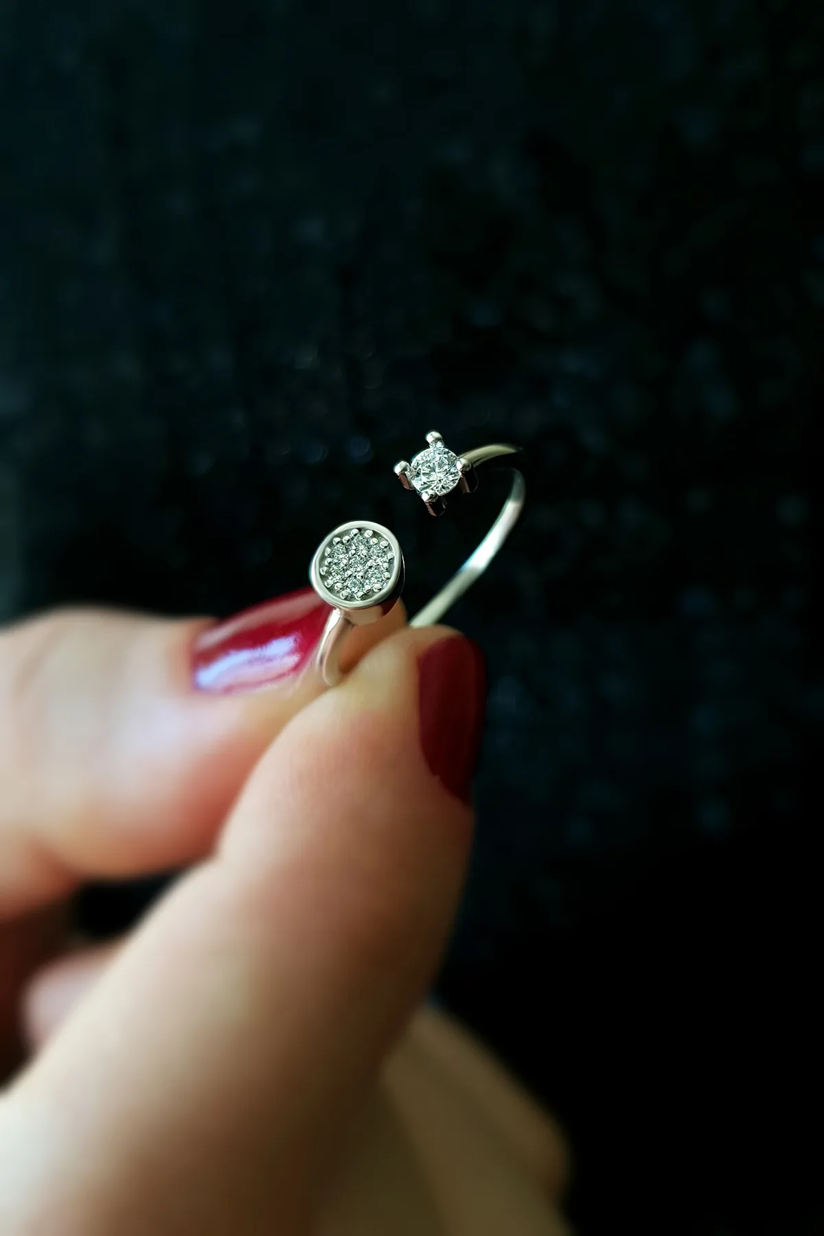 20210303-144811-jpg.jpg Gümüş Yuvarlak Tasarım Kadın Ayarlanabilir Yüzük - Görsel 1