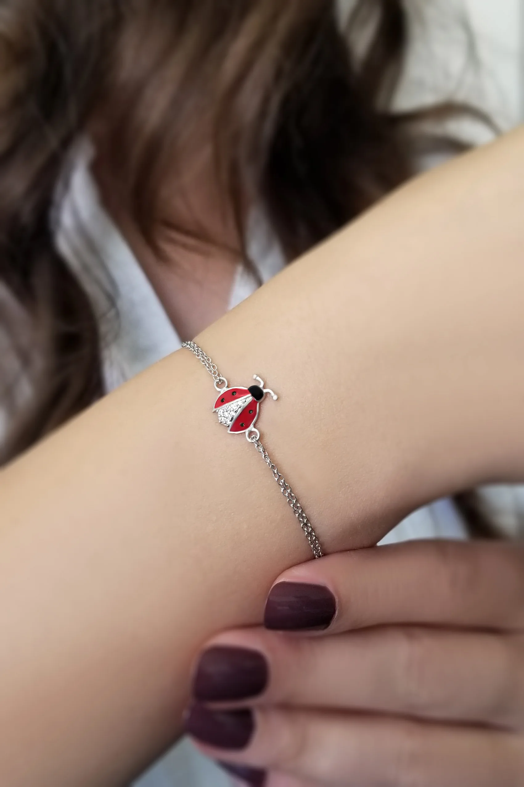 20210926-144330-jpg.jpg Uğur Böceği 925 ayar Gümüş Kadın Bileklik - Görsel 1