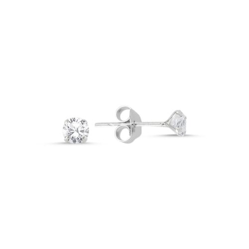 4mm Yuvarlak Tektaş Gümüş Kadın Küpe - Görsel 1