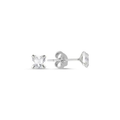 4mm Kare Zirkon Gümüş Kadın Küpe - Görsel 1