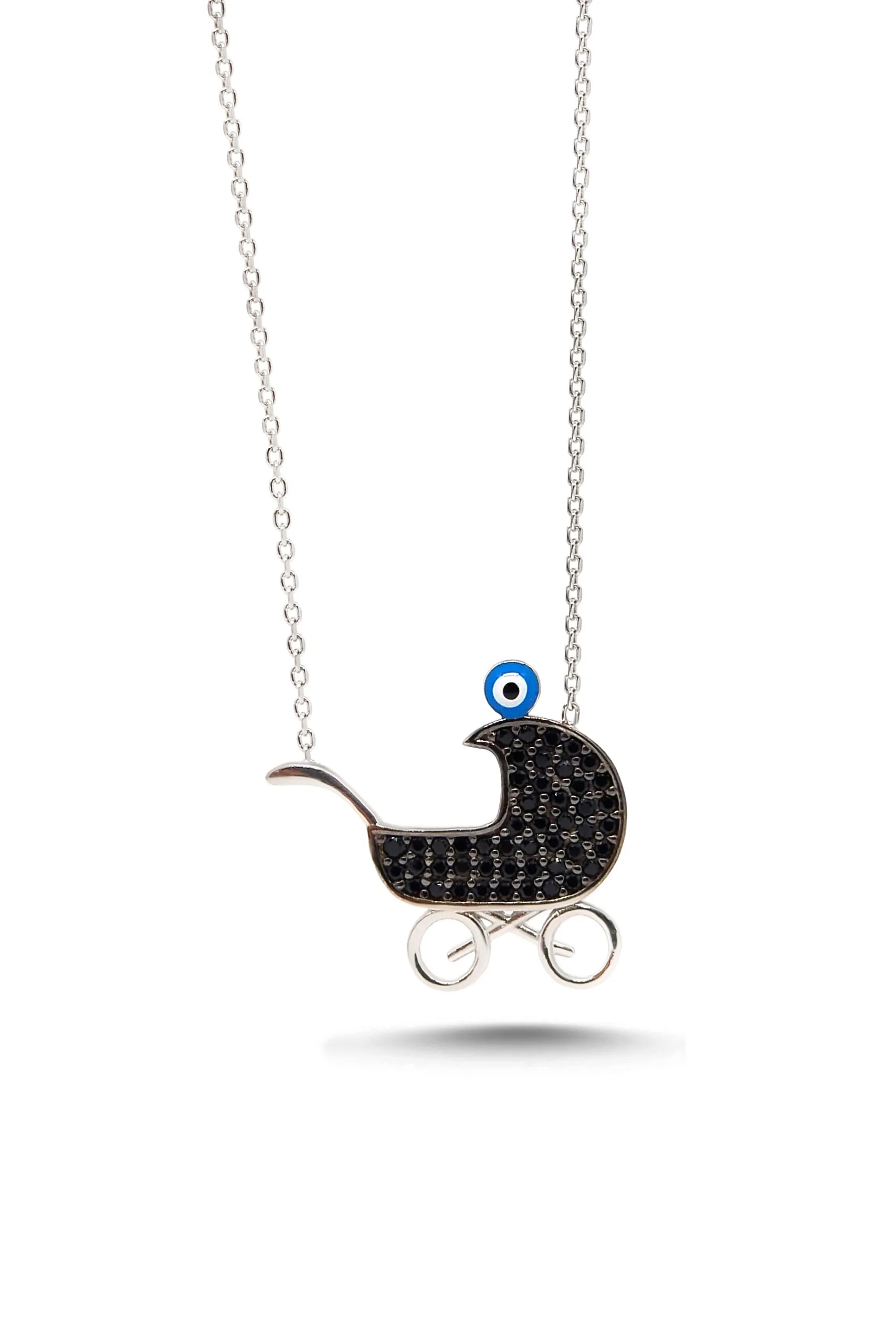 bebek-arabasi-kadin-gumus-kolye-jpg1621714211.jpg Kadın Anne Bebek Temalı Gümüş 925 ayar Kolye - Görsel 1