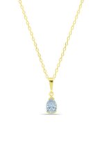 Beyaz Damla Özel Kesim Taşlı Minimal 925 Ayar Gümüş Kadın Kolye - Görsel 2