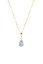 Beyaz Damla Özel Kesim Taşlı Minimal 925 Ayar Gümüş Kadın Kolye - Görsel 3