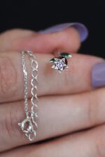 Kadın Kırmızı Mineli Gül Tasarım 925 Ayar Gümüş Kolye - Görsel 2