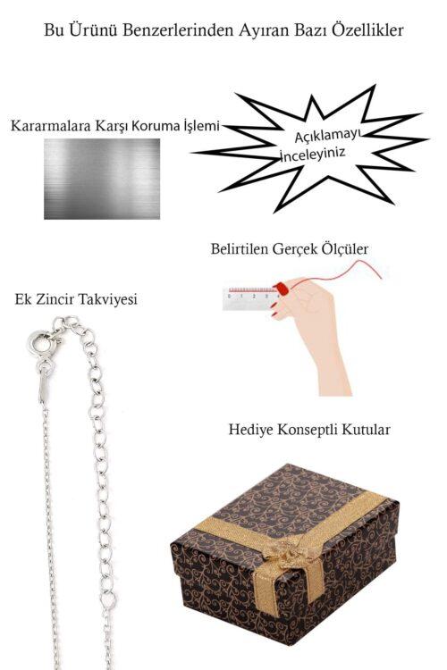 Kadın Nazar Boncuğu İşlemeli 925 ayar Gümüş Kolye - Görsel 2