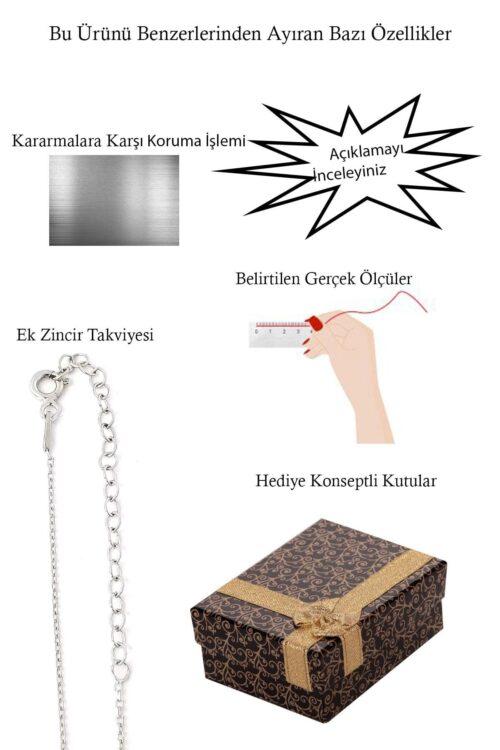 Kadın Papatya Tasarım Mineli 925 Ayar Gümüş Kolye - Görsel 4