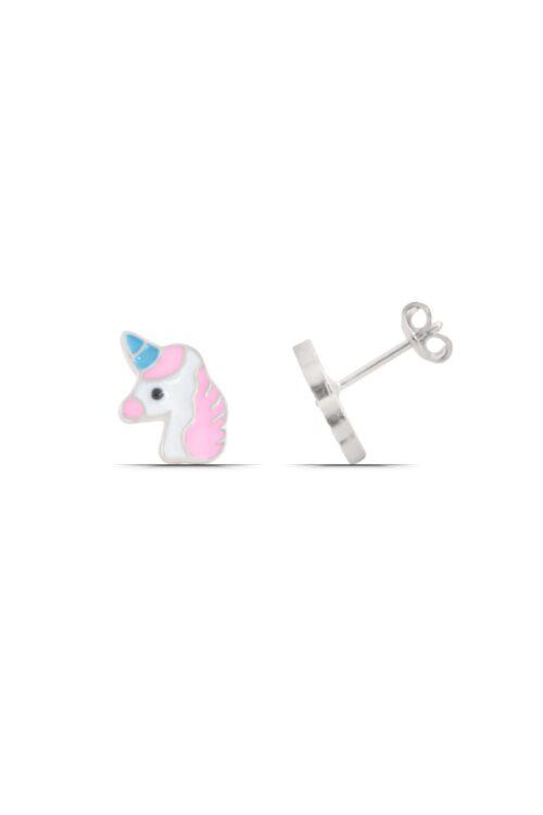 Unicorn Mineli 925 Ayar Gümüş Kız Çocuk Küpe - Görsel 1