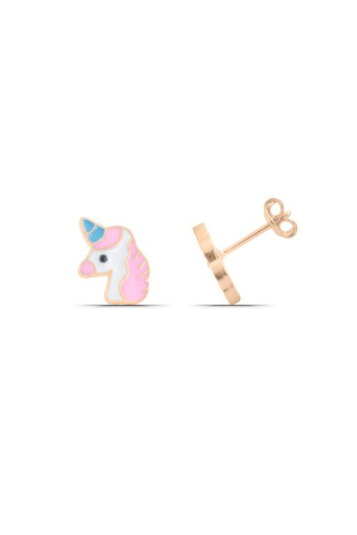 Unicorn Mineli 925 Ayar Gümüş Kız Çocuk Küpe - Görsel 2
