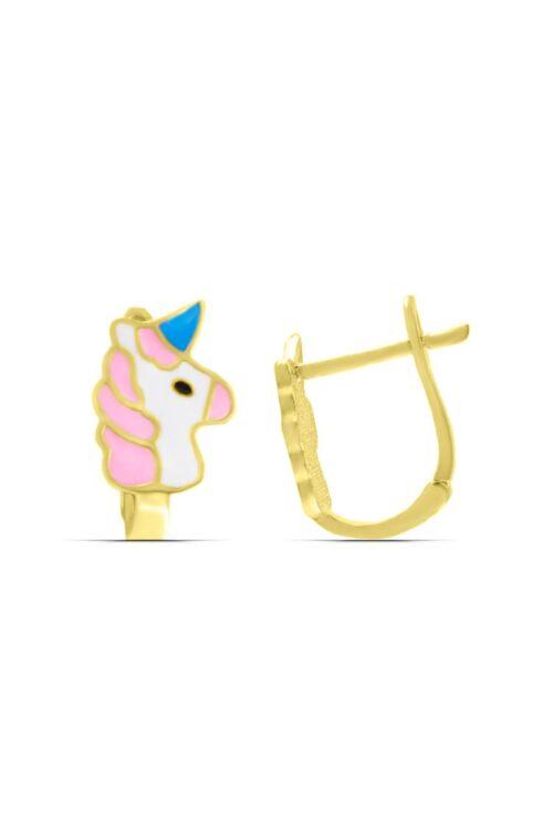 Unicorn Tasarım 925 Ayar Gümüş Kız Çocuk J Küpe - Görsel 2