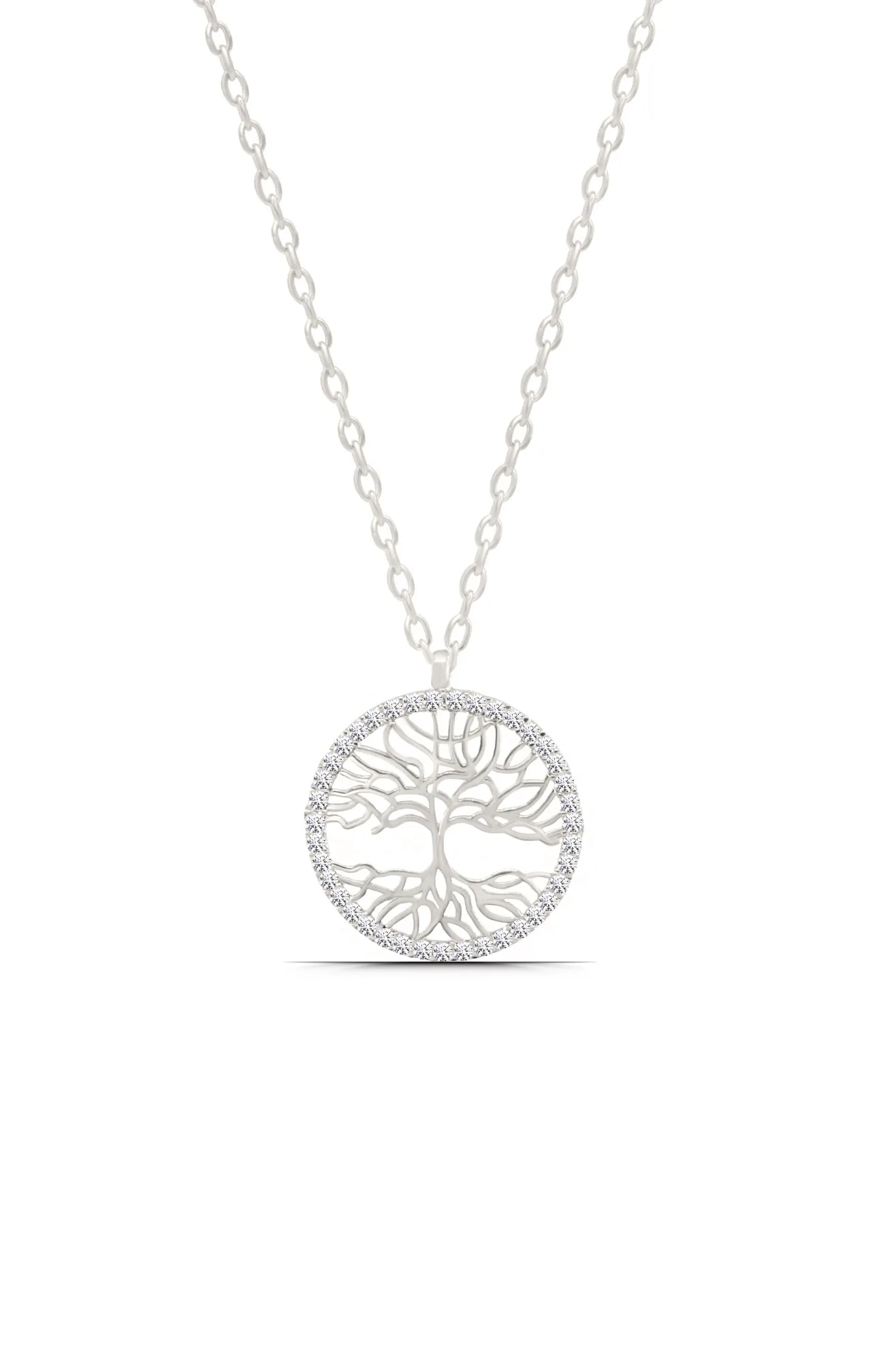 Maroon Rose Beauty Logo Design Branding Identity Beauty Fashion Yaşam Ağacı Zirkon Taşlı 925 Ayar Gümüş Kadın Kolye - Görsel 1