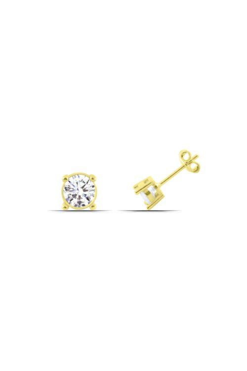Zirkon Taşlı 3 mm 925 Ayar Gümüş Kadın Küpe - Görsel 3
