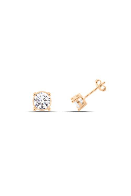 Zirkon Taşlı 3 mm 925 Ayar Gümüş Kadın Küpe - Görsel 2