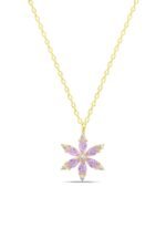 Pembe Lotus Çiçeği Minimal 925 Ayar Gümüş Kadın Kolye - Görsel 2