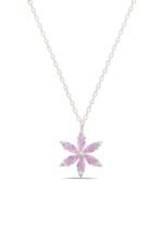 Pembe Lotus Çiçeği Minimal 925 Ayar Gümüş Kadın Kolye