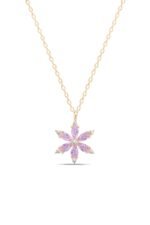 Pembe Lotus Çiçeği Minimal 925 Ayar Gümüş Kadın Kolye - Görsel 3
