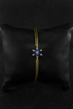 Safir Mavisi Lotus Çiçeği Minimal 925 Ayar Gümüş Kadın Bileklik - Görsel 2