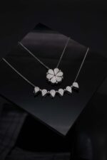 Damla Yapraklı Mıknatıslı Papatya Tasarım 925 Ayar Gümüş Kadın Kolye