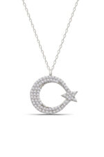 Ay Yıldız Tasarım 925 Ayar Gümüş Kadın Kolye - Görsel 2