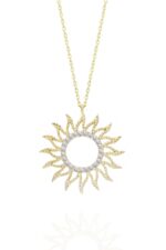 Güneş Tasarım 925 Ayar Gümüş Kadın Altın Renk Kolye - Görsel 2