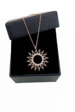 Güneş Tasarım 925 Ayar Gümüş Kadın Rose Renk Kolye - Görsel 4