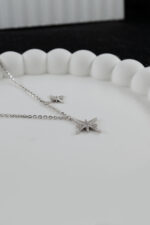 İkili Kuzey Yıldızı Tasarım 925 Ayar Gümüş Kadın Kolye - Görsel 4