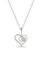 Kalp Temalı Kadın 925 Ayar Gümüş Kolye - Görsel 3