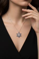 Kar Tanesi Mavi Renk Geçişli Kadın 925 Ayar Gümüş Kolye