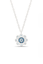 Nazar Çiçeği Temalı 925 Ayar Gümüş Kadın Kolye - Görsel 2