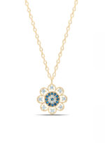 Nazar Çiçeği Temalı 925 Ayar Gümüş Kadın Kolye - Görsel 4