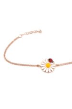 Papatya ve Uğur Böceği 925 Ayar Gümüş Kadın Rose Bileklik - Görsel 4