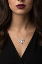 Yaşam Ağacı Beyaz Zirkon Taşlı 925 Ayar Gümüş Kadın Kolye