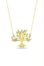 Yaşam Ağacı Beyaz Zirkon Taşlı 925 Ayar Gümüş Kadın Kolye - Görsel 4