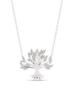 Yaşam Ağacı Beyaz Zirkon Taşlı 925 Ayar Gümüş Kadın Kolye - Görsel 2