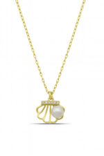 İnci ve İstiridye Tasarım 925 Ayar Gümüş Kadın Kolye - Görsel 3