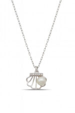 İnci ve İstiridye Tasarım 925 Ayar Gümüş Kadın Kolye - Görsel 4