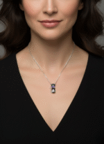 Kadın Mistik Topaz Taşlı Kedi 925 ayar Gümüş Kolye - Görsel 2