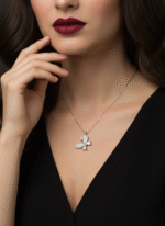 Kelebek Beyaz Zirkon Taşlı 925 Ayar Gümüş Kadın Kolye