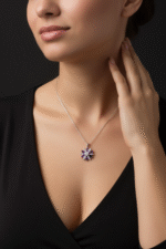 Lotus Çiçeği Ametist 925 Ayar Gümüş Kadın Minimal Kolye - Görsel 2