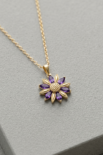 Lotus Çiçeği Ametist 925 Ayar Gümüş Kadın Minimal Kolye - Görsel 4