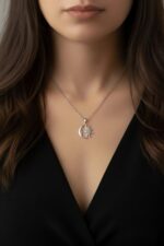 Hilal ve Güneş Tasarım 925 Ayar Gümüş Kadın Kolye - Görsel 2