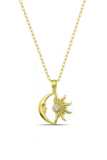 Hilal ve Güneş Tasarım 925 Ayar Gümüş Kadın Kolye - Görsel 4