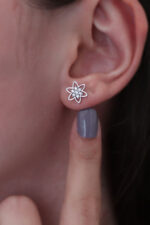 Kadın Çiçek tasarım 925 ayar Gümüş  Küpe - Görsel 3