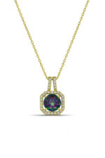 Kare Tasarımlı Mistik Topaz Taş 925 Ayar Gümüş Kadın Kolye - Görsel 2