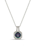 Kare Tasarımlı Mistik Topaz Taş 925 Ayar Gümüş Kadın Kolye - Görsel 5