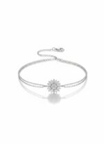 Pırlanta Kesim Lotus Çiçeği 925 Ayar Gümüş Kadın Bileklik