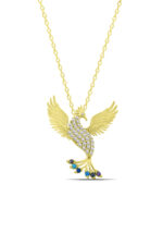 Zümrüdüanka Kuşu Kadın 925 Ayar Gümüş Altın Renk Kolye - Görsel 3