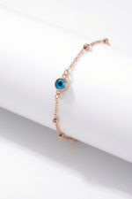 Koruyucu Mavi Nazar 925 Ayar Gümüş Kadın Ayarlanabilir Bileklik - Görsel 2